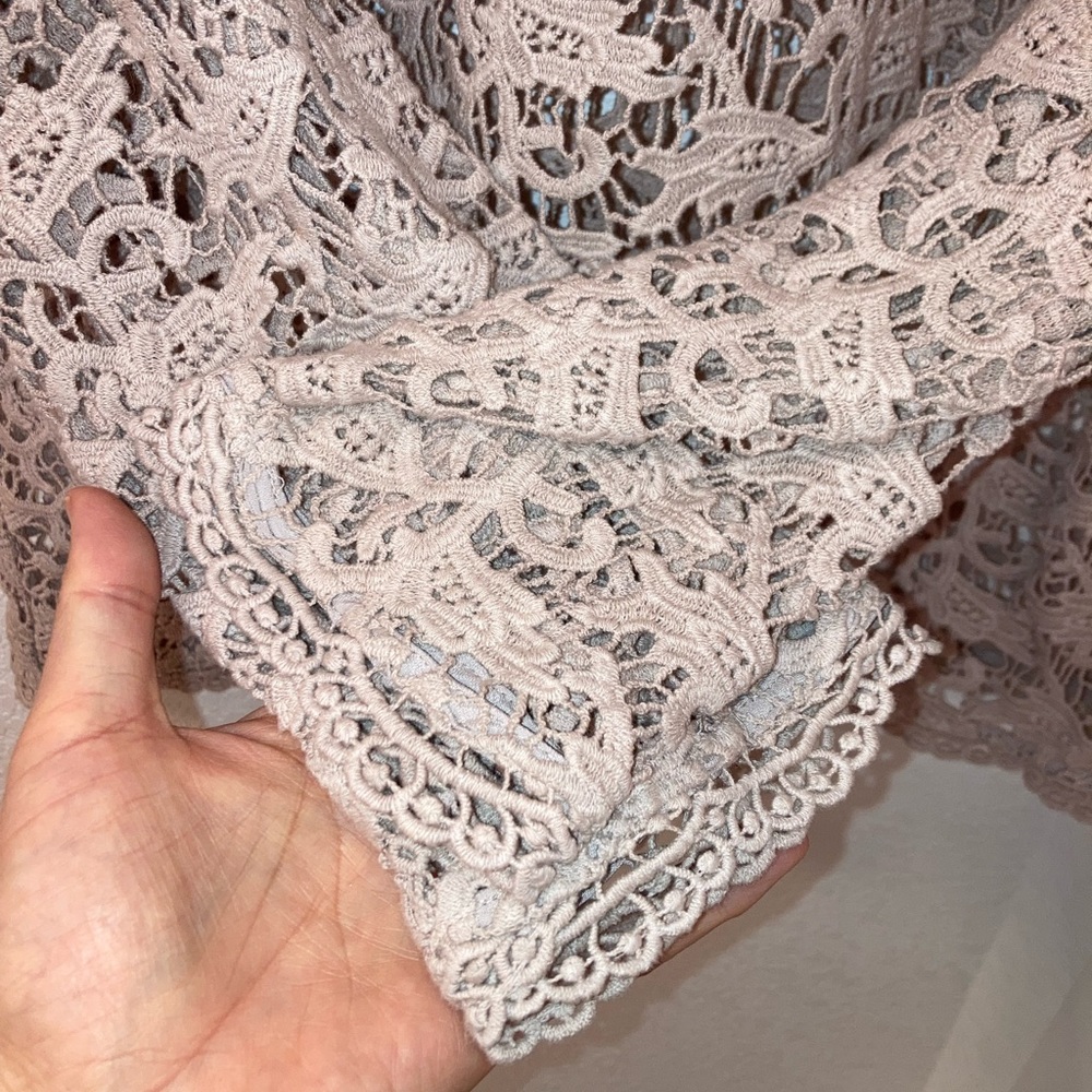 JOIE Antonia Lace & Leather Cotton Blouse Ecru SZ: Large - Picture 7 of 11